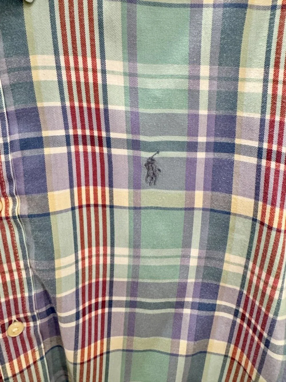 Polo Ralph Lauren Pastel Plaid Button Down Shirt Youth XL 18-20 Fit Mens XS EUC